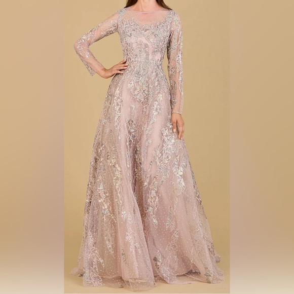 LARA Elegant Pink and Silver Wedding Dress - Picture 1 of 2